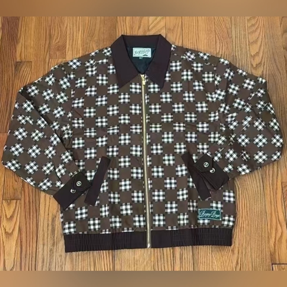 Beverly Hills Polo Club Brown Checkered Bomber Jacket